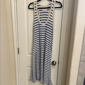 THE GREAT. Swing Stripe Tank Dress in Blue & White